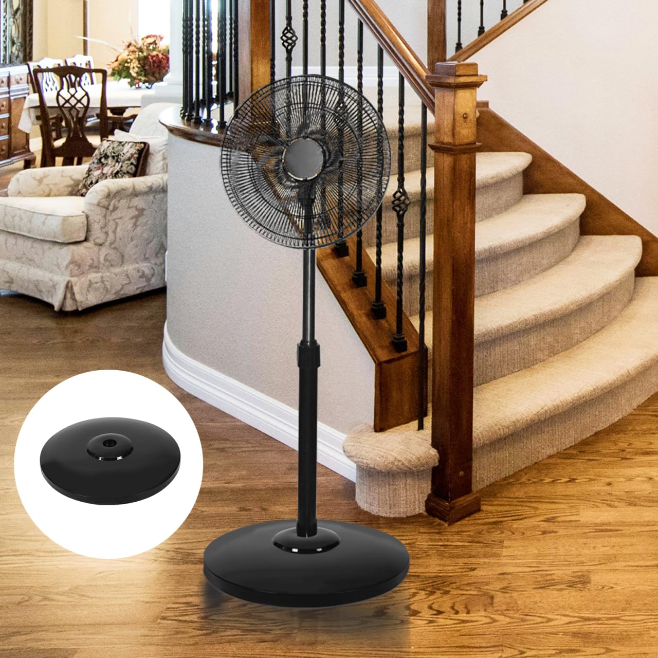 PRETYZOOM Base De Ventilador De Pie De PláStico Negro 15.35X15.35X1.57In Soporte Estable Reemplazable Para Ventilador De Pedestal FáCil InstalacióN Accesorio Para Hogar