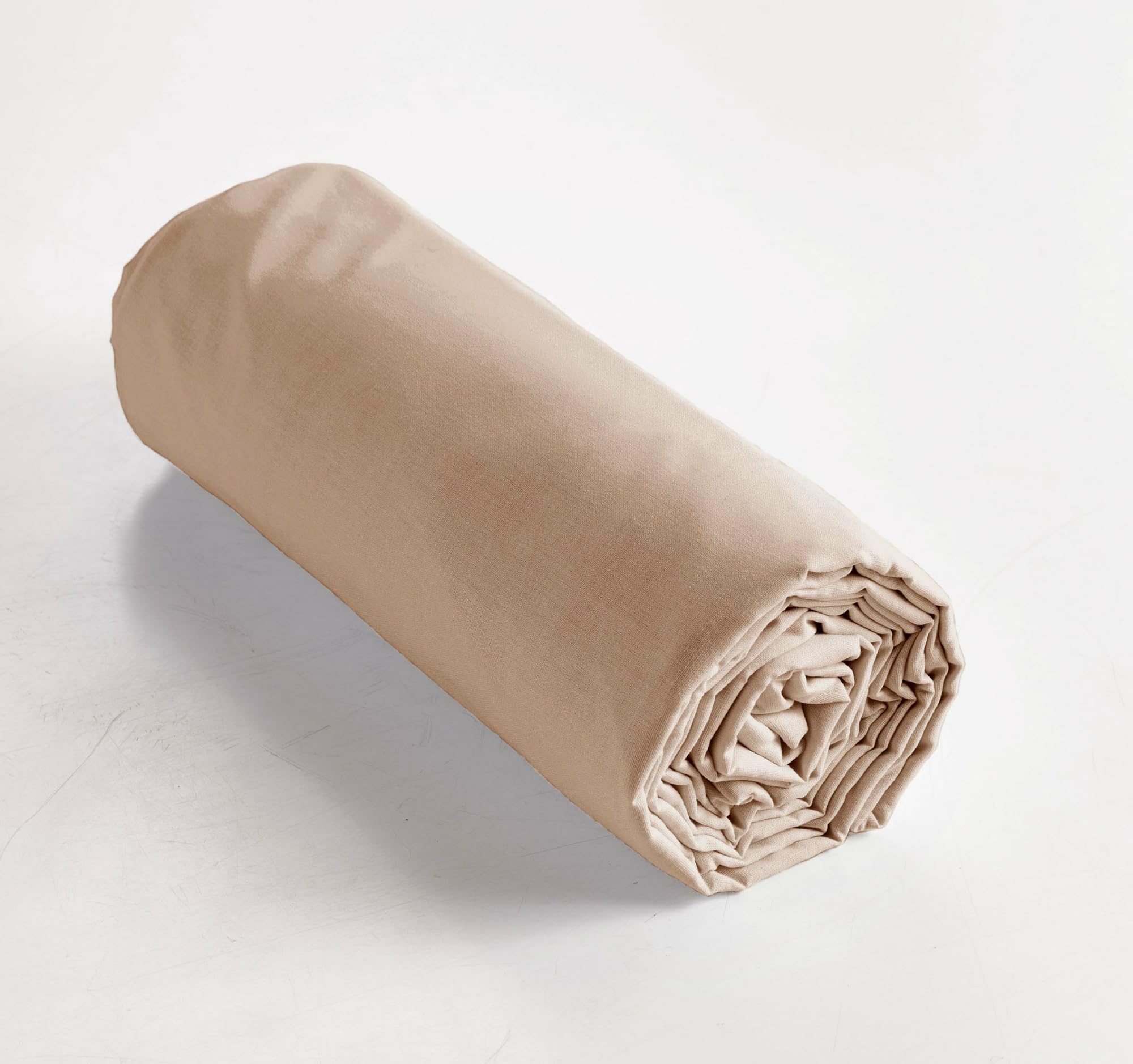 Drap-Housse 140 x 190 cm Percale de Coton 120 Fils Unie Perrine – Ficelle