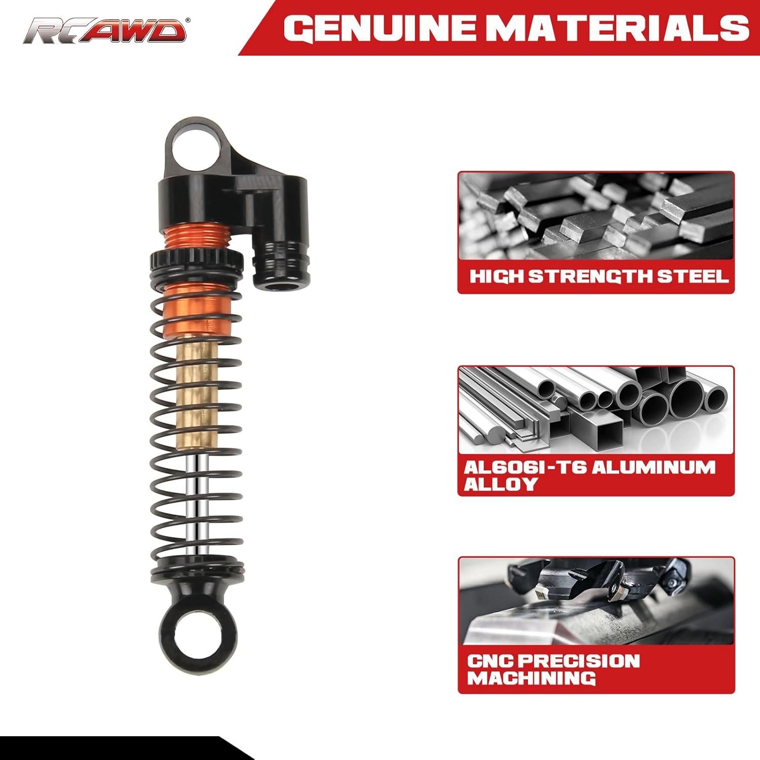 RCAWD for 1/24 Axial SCX24 Upgrades Double Long Stroke Shock Absorber Crawlers, RC Shocks Damper Front & Rear Aluminum Parts for AXI90081 AXI00001 AXI00002 AXI00005 AXI00006 Black