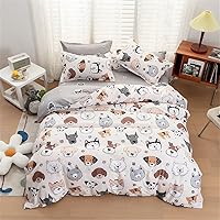 Vista 7 de Koudi Juego de funda de edredón para niños, tamaño individual, 3 piezas (1 funda de edredón + 2 fundas de almohada), juego de ropa de cama Perros