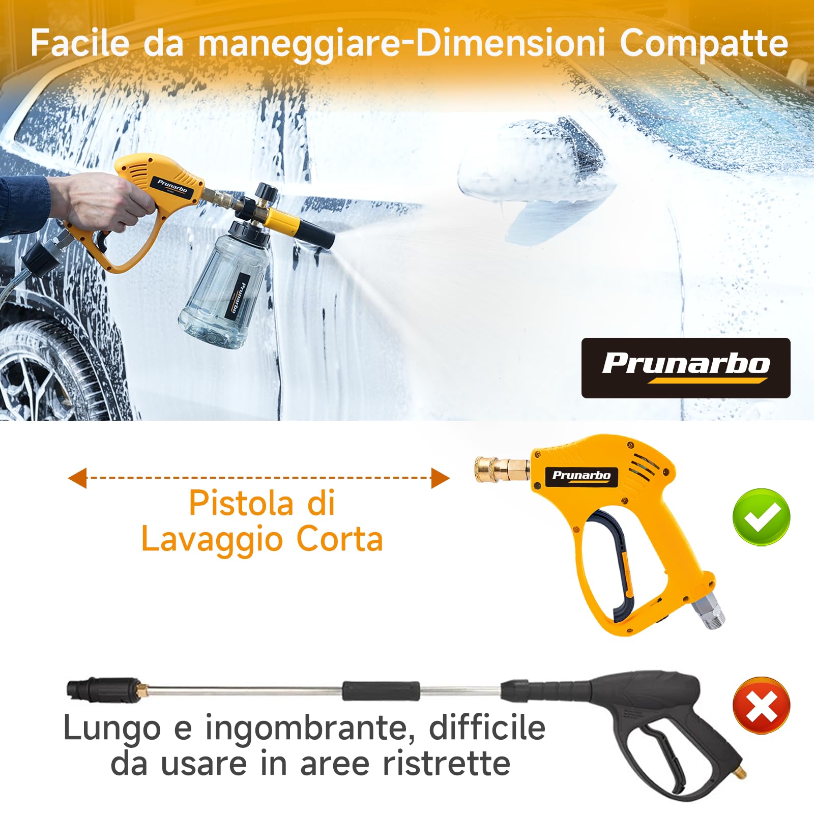 Pistola Per Idropulitrice Compatibile Con Kärcher K2-K7 | Con Cannone A Schiuma, Ideale Per Auto, Moto, Cortili E Mobili Da Giardino, Include 5 Ugelli Per Diversi Tipi Di Pulizia