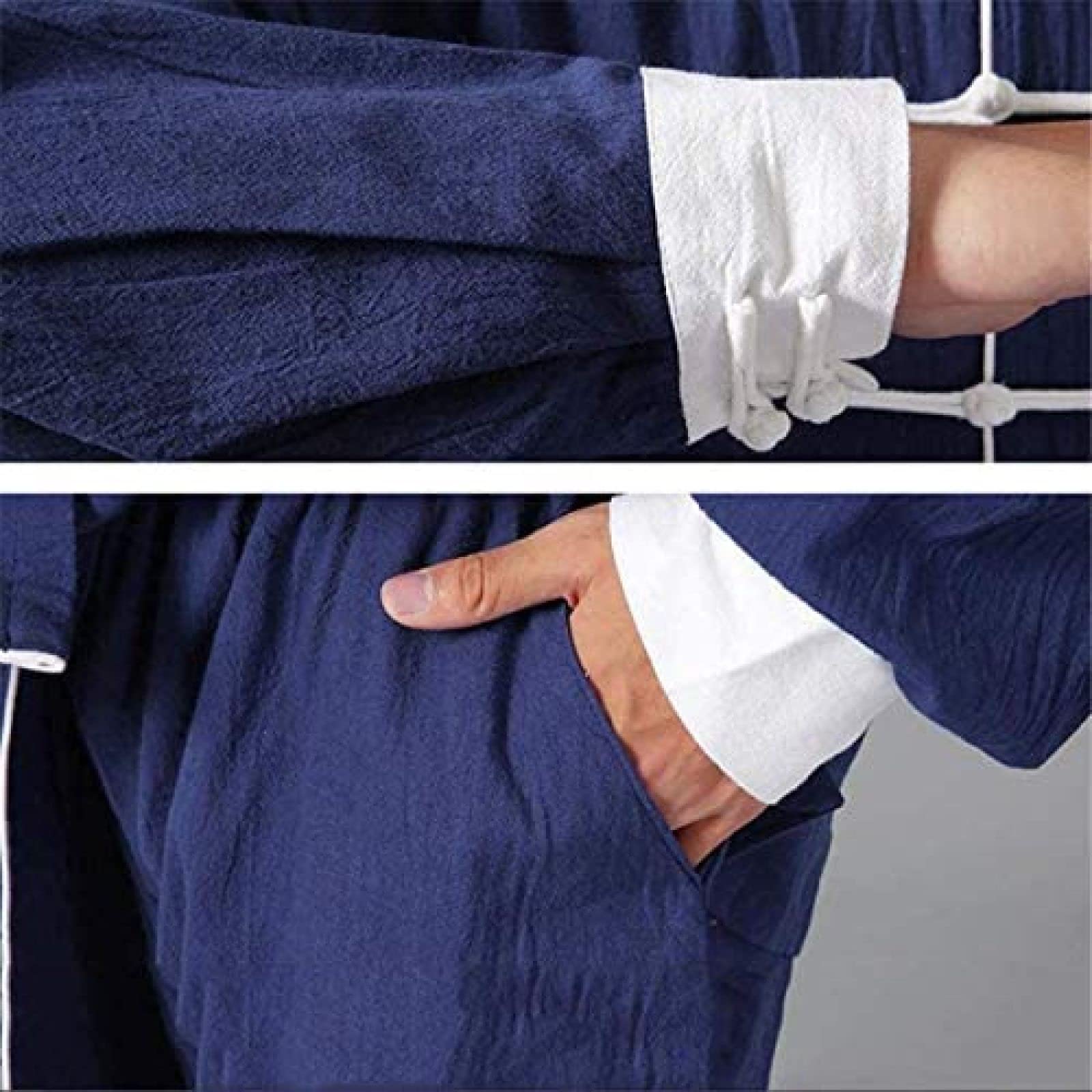 Abbigliamento Tai Chi, Abiti per Arti Marziali Unisex per Adulti Imposta Autunno Inverno Lino in Cotone Mantenere al Caldo Indossare Kung Fu Uniforme Wing Chun Abbigliamento Fitness,Blue,XL