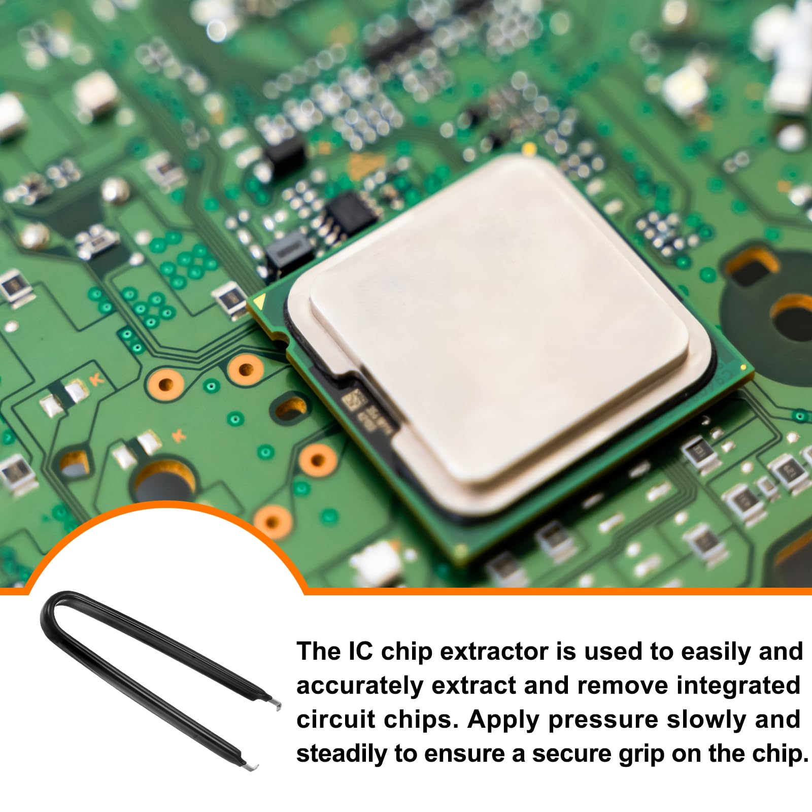 QUARKZMAN 3Pezzi Estrattore Chip Ic Estrattore a Forma di U in Acciaio Inossidabile con Impugnatura in Vinile Isolato Estrattore di Componenti Della Scheda Madre Del Circuito, Nero