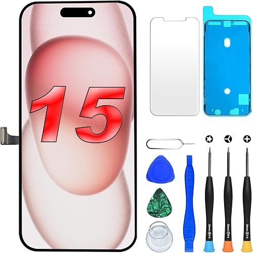 DIGI4U Pantalla LCD para iPhone 15 reemplazo de pantalla, 6.1 pulgadas [3D táctil] [muesca pequeña] para iPhone 15 pantalla digitalizador Asamblea
