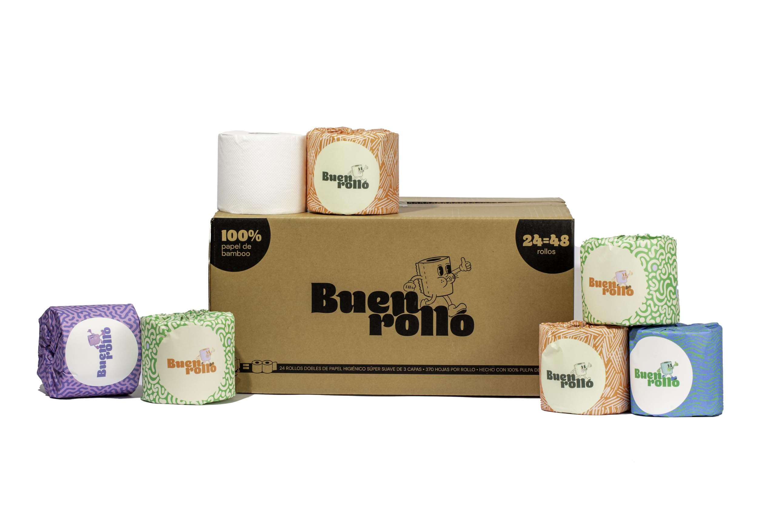 Buen Rollo, Papel higiénico de Bambú, 24 Rollos de Doble Longitud ...