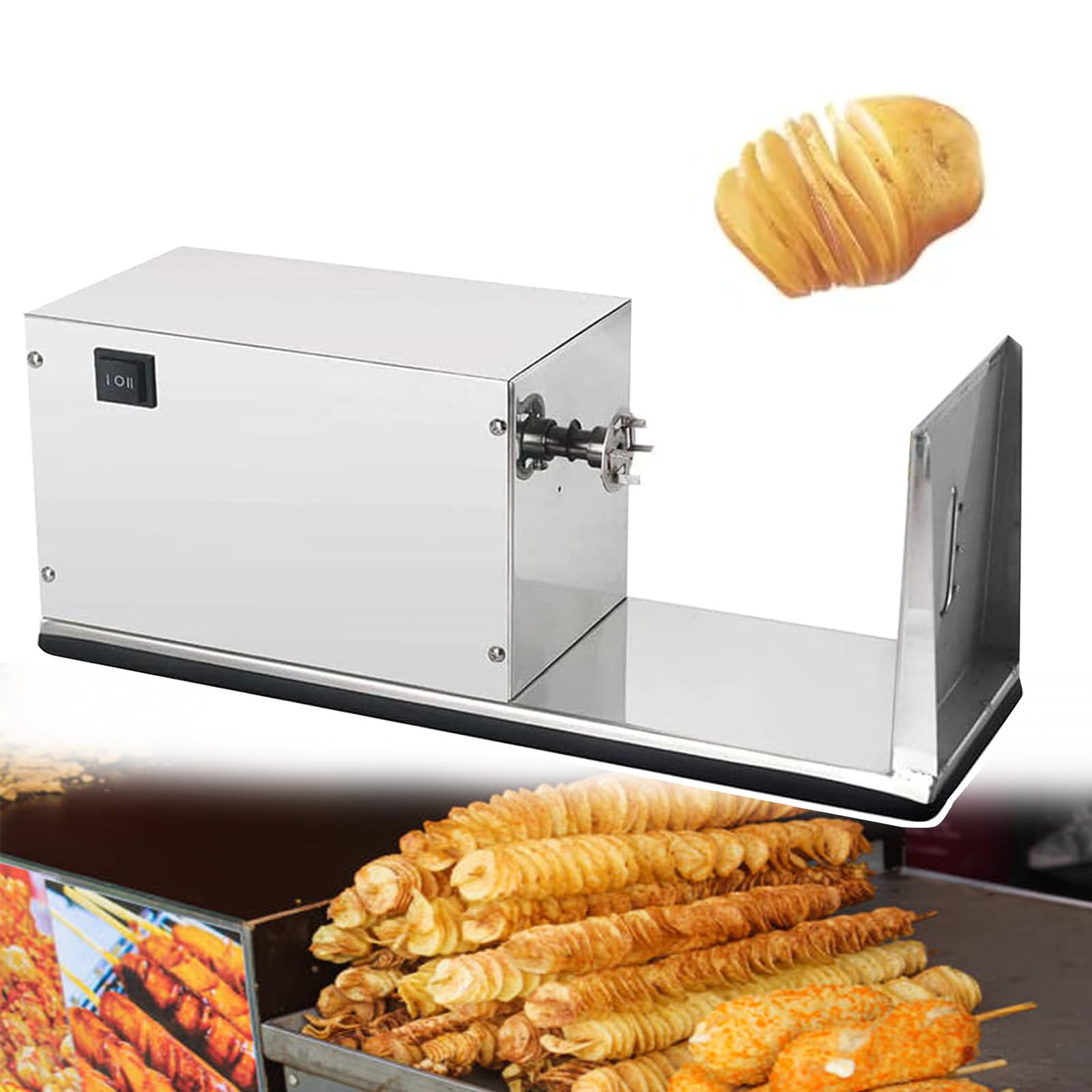 AYCDL Electric Potato Tornado Spiral Slicer, Potato Tower Machine, Electric Spiral Potato Cutting with Non-Slip Rubber Feet, for Potatoes/Carrots