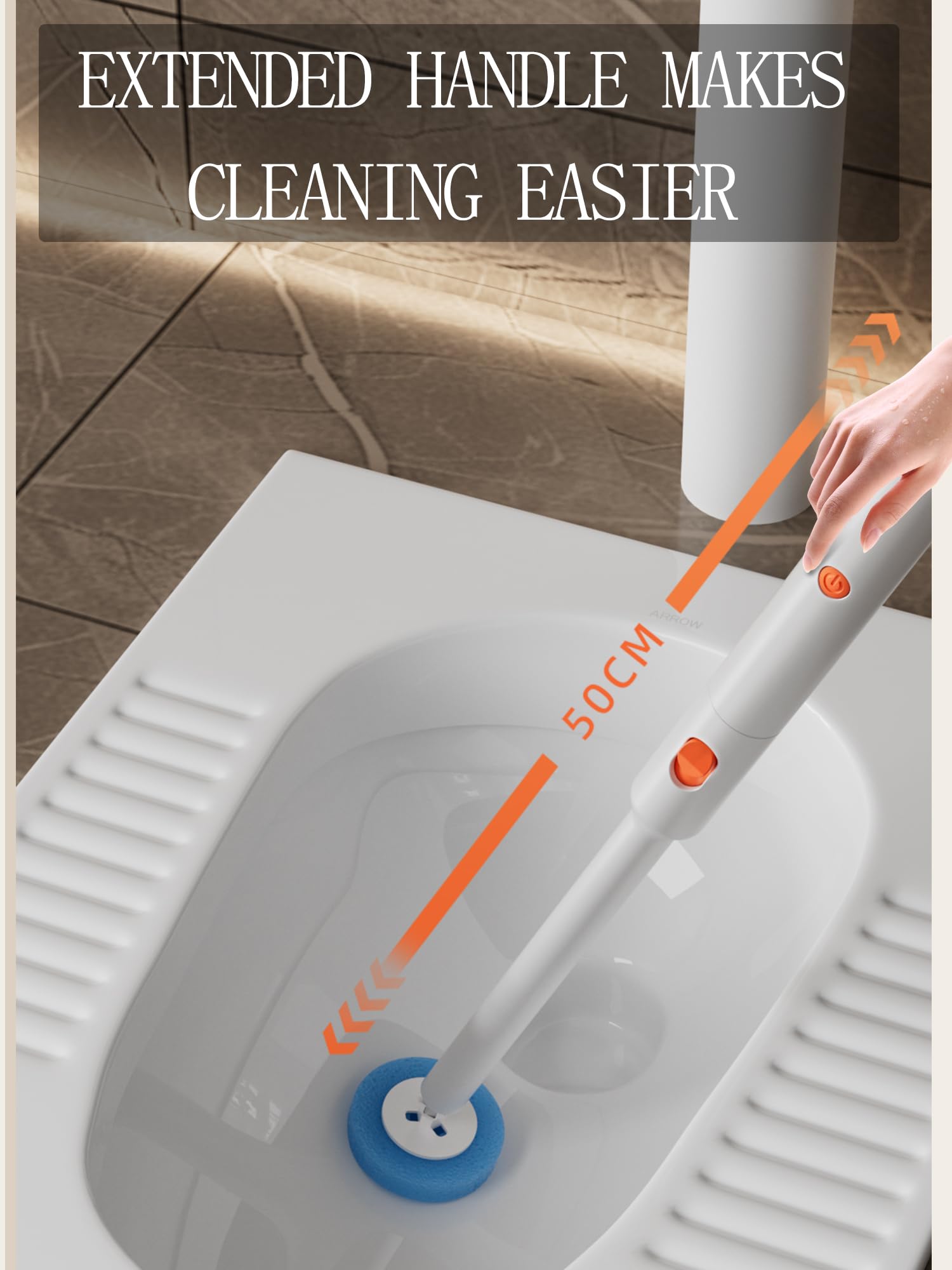 Set di scopino elettrico usa e getta con testa regolabile a 3 velocità, ideale per WC seduti o accovacciati, strumento igienico senza sforzo, design facile da pulire