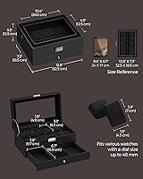 Vista 76 de SONGMICS Caja de reloj, organizador de 20 ranuras para reloj con tapa de vidrio grande, almohadas extraíbles, cerradura de metal, regalo para seres