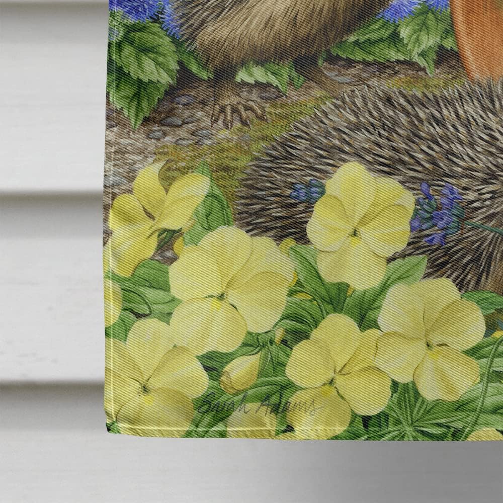 Caroline's Treasures ASA2087CHF Hedgehogs in The Flower Pot House Flag Large Porch Sleeve Pole Decorative Outside Yard Banner Artwork Wall Hanging, Polyester, House Size, Multicolor
