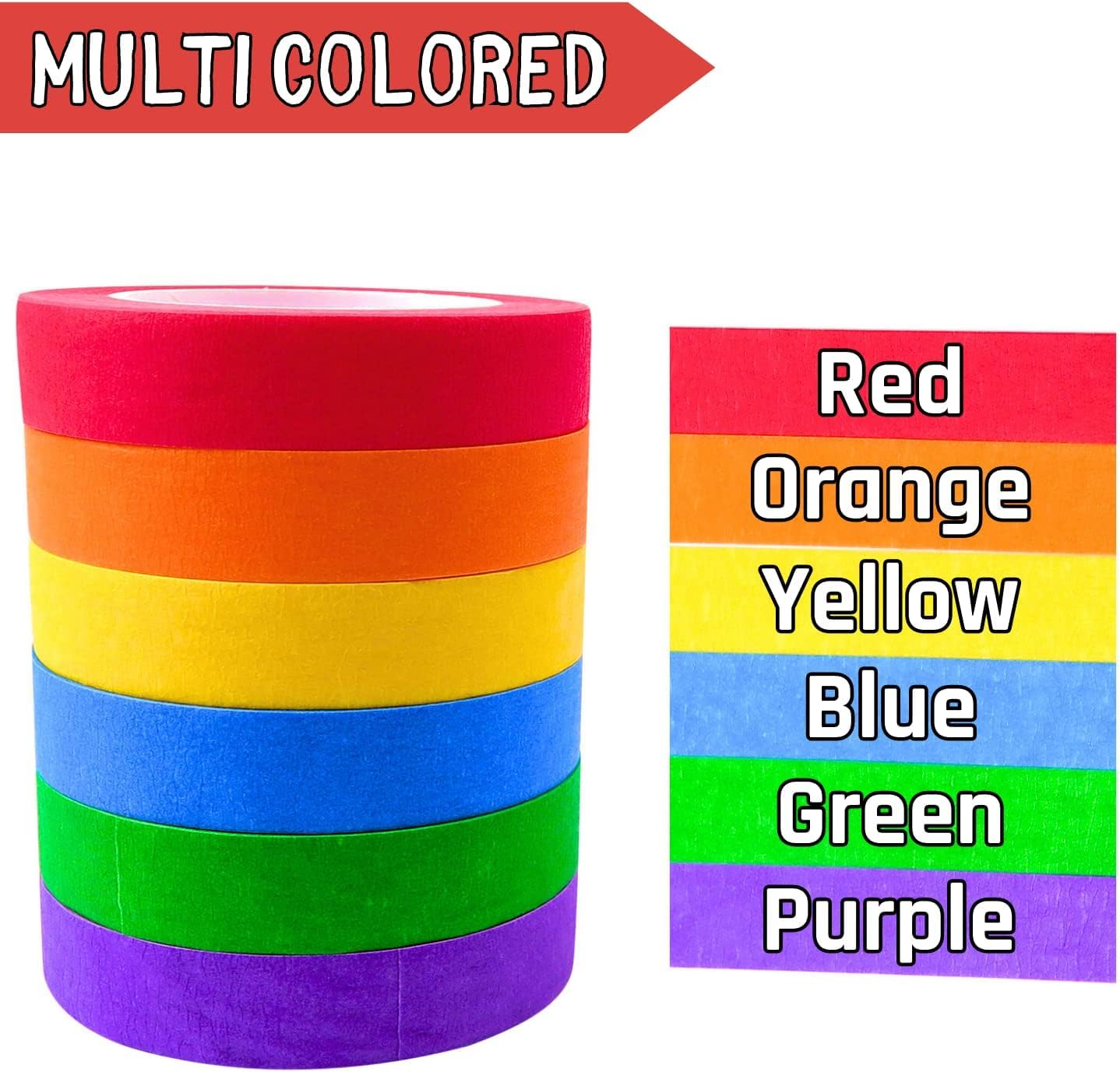 Colored Masking Tape, Painters Tape for Arts and Crafts, 6 Pack 2.5cm×13m, Drafting Craft Tape, Labeling Paper Tape, Masking Tape, Colorful Artist Tape, Art Tape