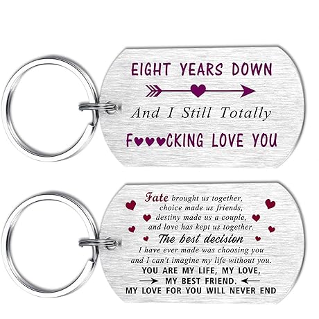 Unique Engraved Keychain, Eternal Symbol of 8th Anniversary