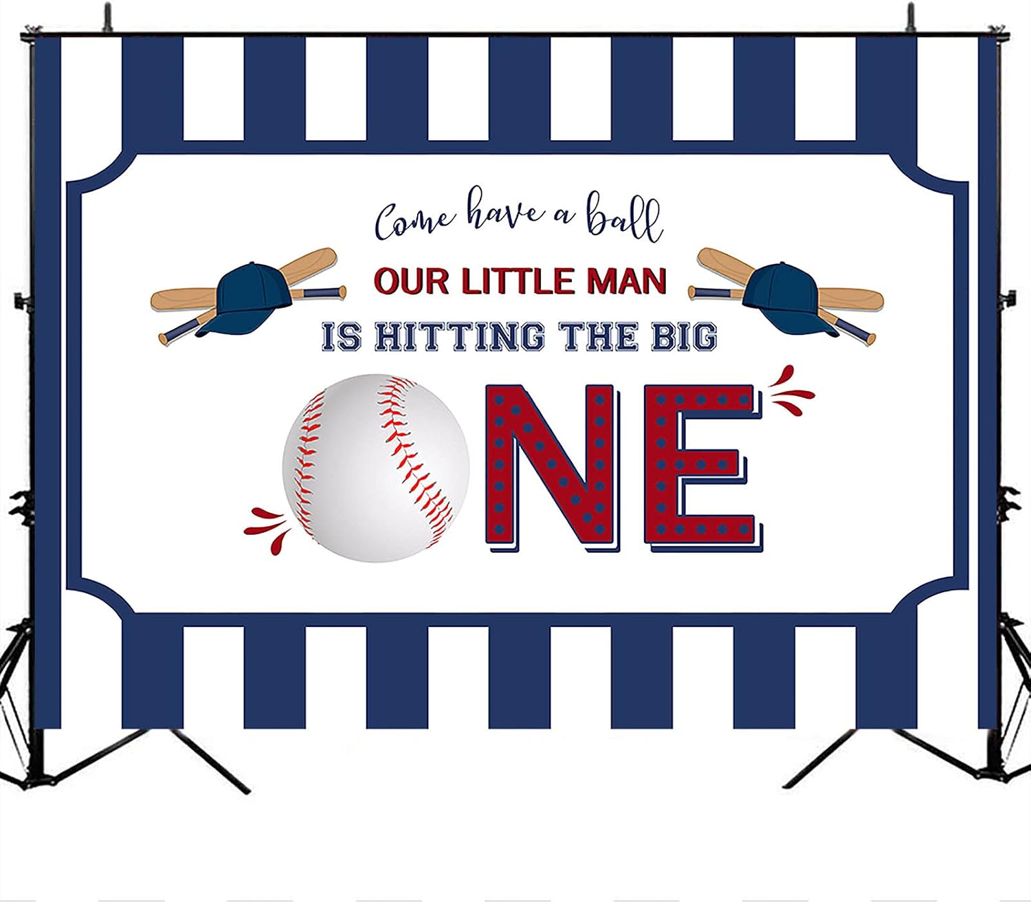 Avezano Baseball 1st Birthday Backdrop Our Little Man is Hitting The Big One Bckground Boys Sports Birthday Backdrops Decorations (7x5)