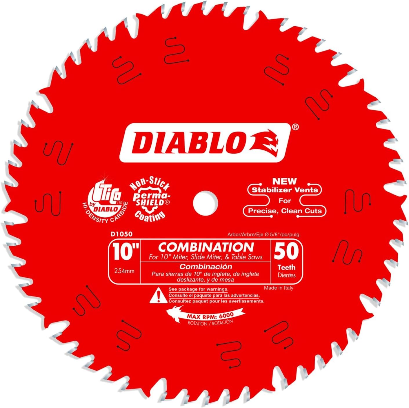 Diablo by Freud "Freud D1050X Diablo 10"" 50-tooth ATB Combo Saw Blade w/5/8"" Arbor&PermaShield"