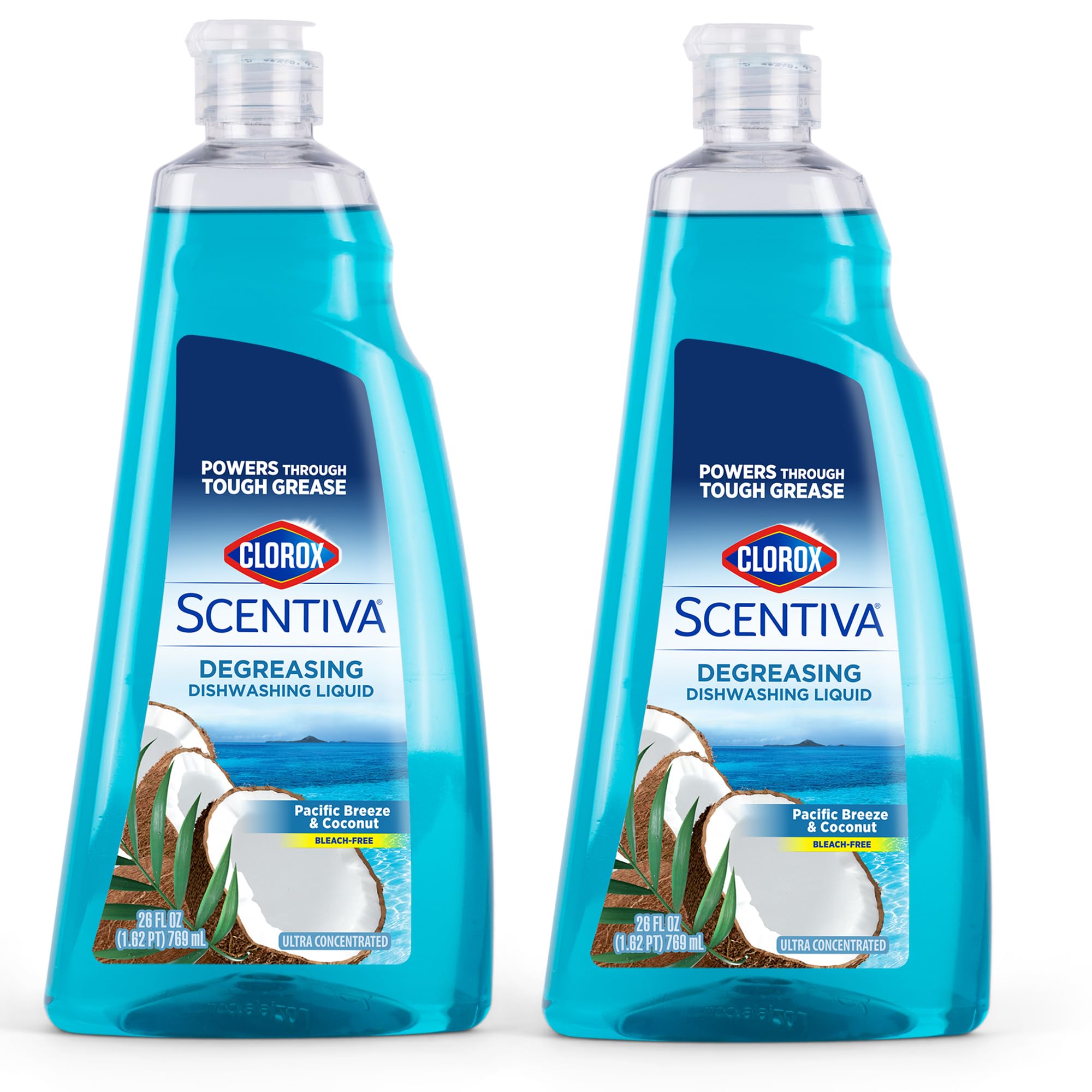 Clorox Scentiva Liquid Dish Soap, Pacific Breeze &amp; Coconut, 26 Fl Oz, 2-Pk