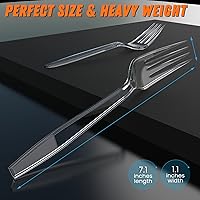 Vista 5 de Tenedores de plástico transparente de 18 cm de alta resistencia con resistente al calor y sin BPA, cubiertos de plástico sólidos y duraderos