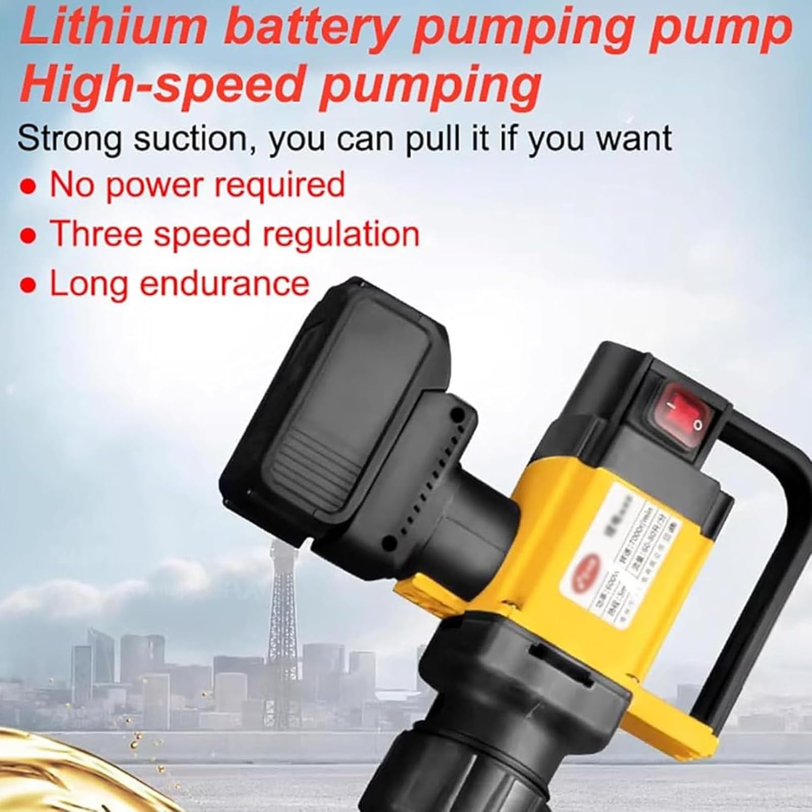 oiakus Electric Oil Pump, 120L/min Fuel Drum Pump, 1000W Battery Powered Diesel Transfer Pump with 3 Adjustable Speeds for High Viscosity Liquid Transfer