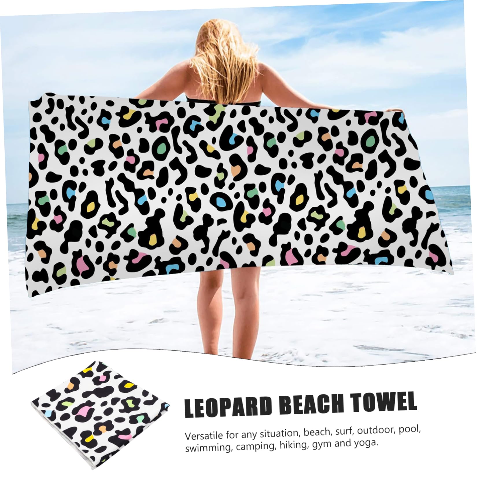 PRETYZOOM 2 Pz asciugamano da bagno con stampa leopardata asciugamano portatile asciugamano palestra telo mare in microfibra asciugamani in microfibra telo piscina estivo telo mare