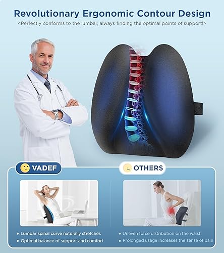 Miniatura 2 de Almohada de apoyo lumbar para silla de oficina, almohada lumbar ergonómica para soporte de espalda 5X y postura mejorada de manera efectiva, cojín