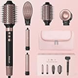 5 in 1 Ionic Hot Air Styler, 1400W Powerful Hair Dryer Brush, Auto-Wrap Curlers, Paddle Brush for Fast Drying, Curling, Straightening, Volumizing with Travel & Storage Bag