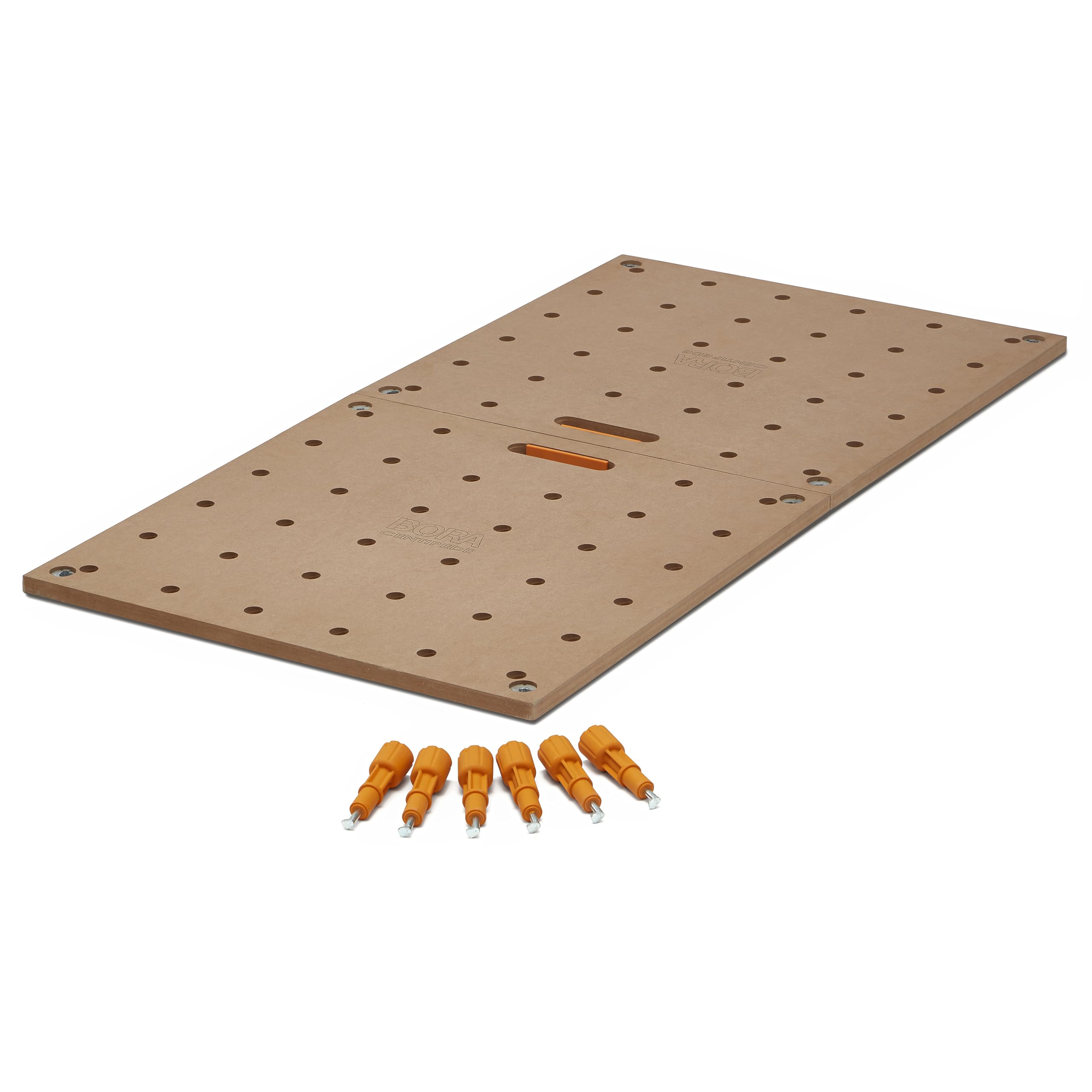 Bora Centipede CK22TM - Mesa de Banco de Trabajo para Caballos de Sierra Bora Centipede - 24 x 48 Pulgadas - Incluye Parte Superior de Madera con Agujeros para Perros de 20 mm + 6 Asas de Bloqueo de