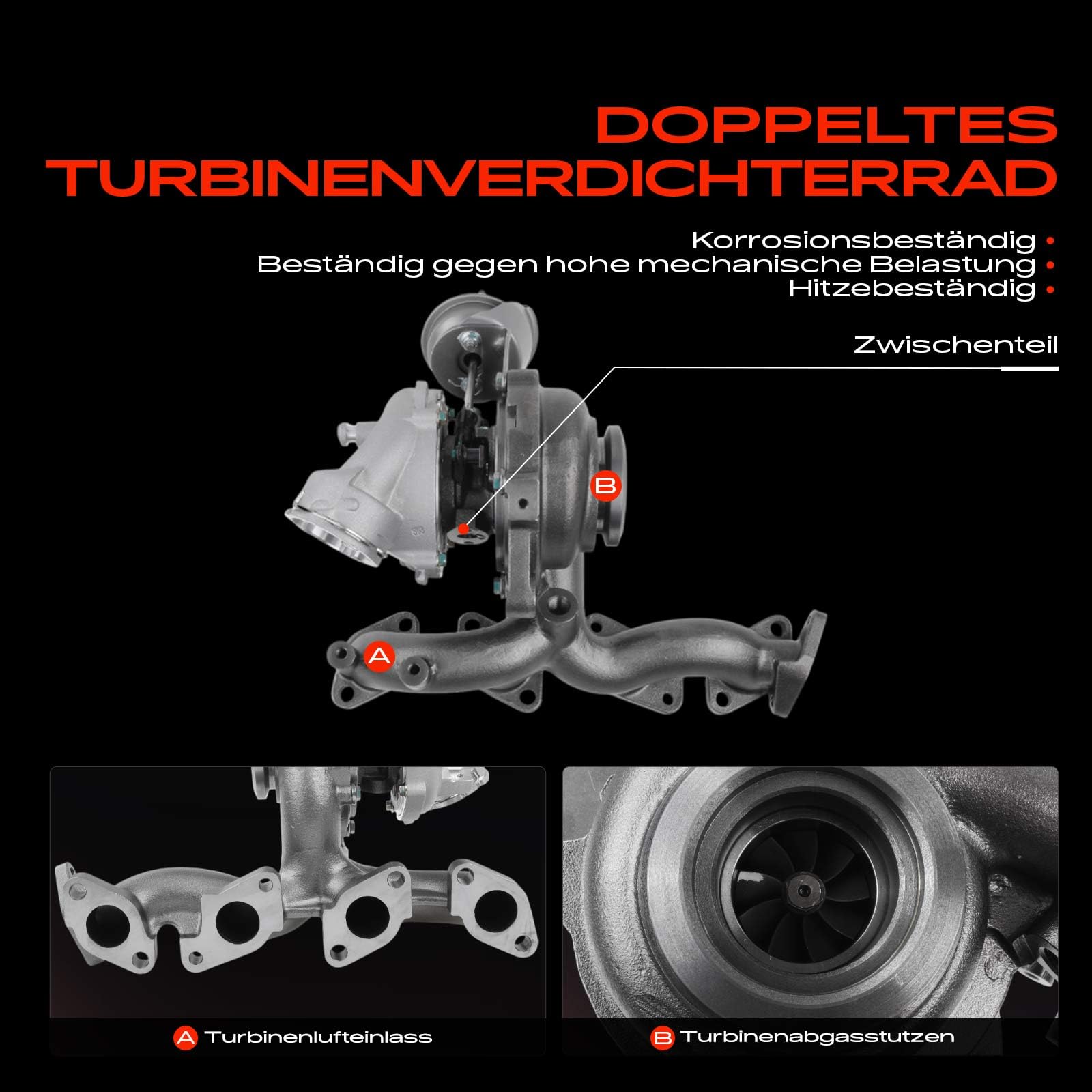 Frankberg Turbolader Kompatibel mit A3 2006-2013 Altea 2007-2009 Leon 2006-2012 Octavia II 2006-2013 Golf V 2005-2008 J.e.t.t.a III 2006-2010 P.a.s.s.a.t 2005-2010