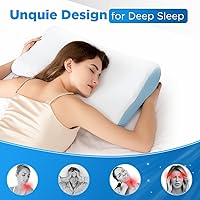 Vista 3 de Cooling Neck Memory Foam Contour Pillow Bed Pillow for Sleeping, Cervical Memory Foam Pillows for Neck and Shoulder Pain Relief, Orthopedic Cervical