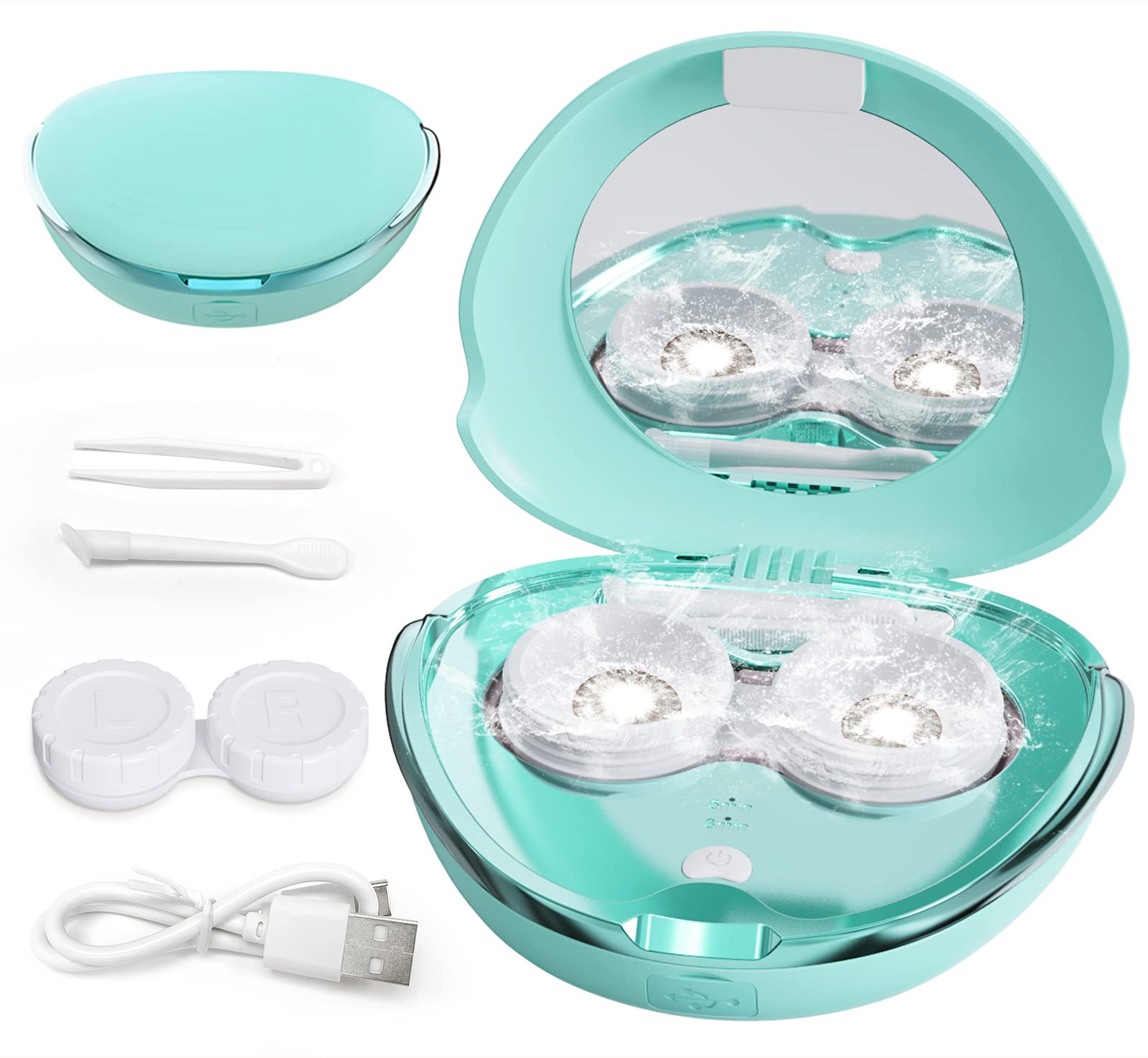 Contact Lens Cleaner Machine Ultrasonic Portable Contact Lens Cleaner with USB Charger Small 56kHz High Frequency Vibrate for