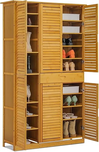 MoNiBloom Organizador grande de almacenamiento de zapatos con puertas de obturación y 1 cajón para más de 40 pares de sala de estar, entrada,