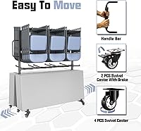 Vista 6 de Carrito plegable para mesa y silla, carrito de dos niveles con 6 ruedas giratorias, capacidad de 800 libras, estante de soporte, correa para un