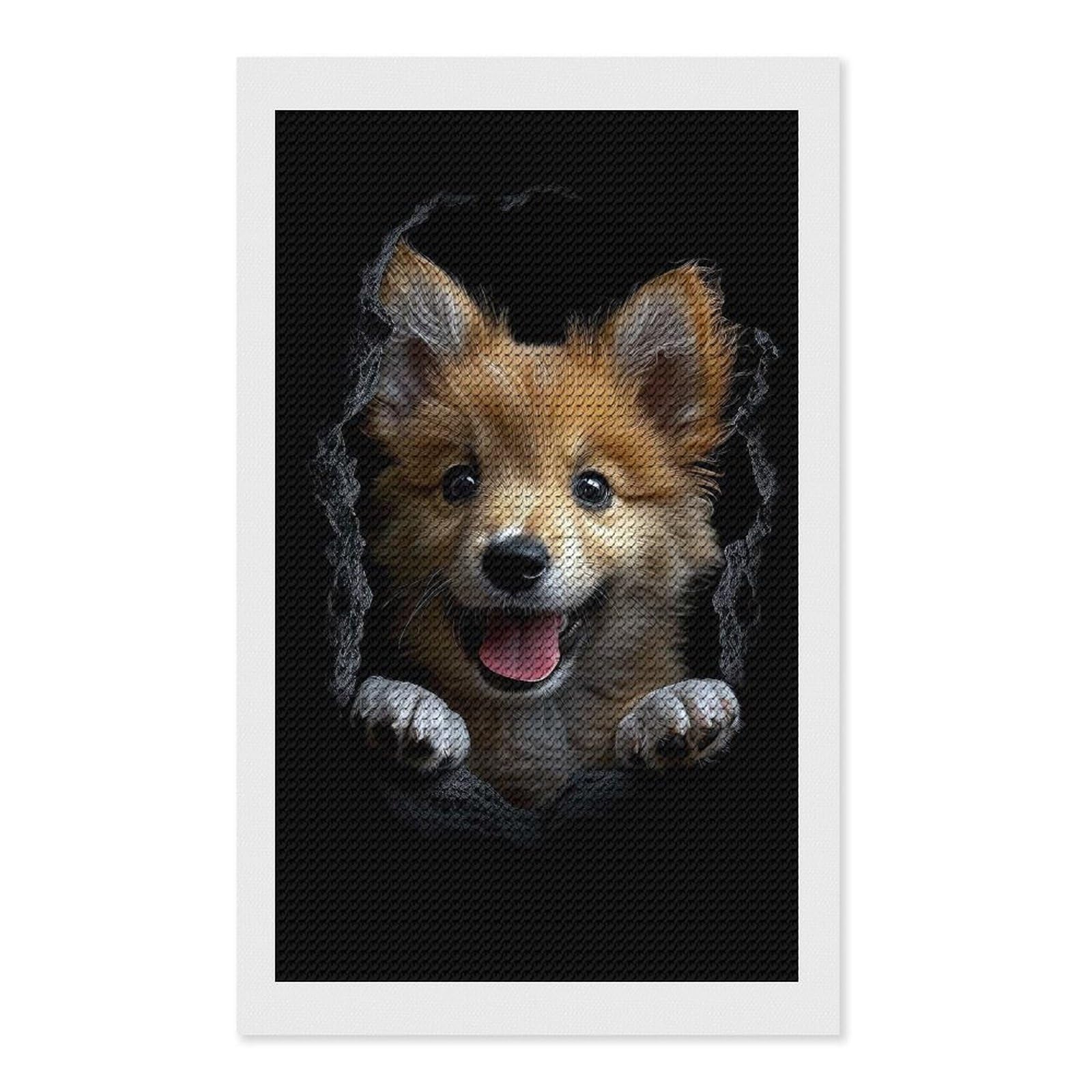 Junmoney Icelandic Sheepdog Diamond Painting Set 12"x20", Holiday Gift Idea, for Creative Relaxation, Fun Craft Experience, Vintage Style Decor