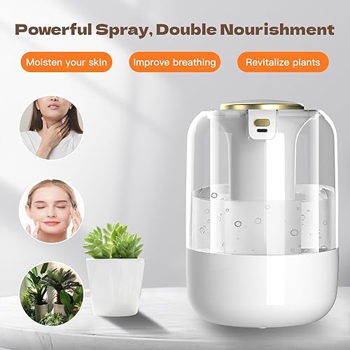 Miniatura 5 de Humidificador de aire para dormitorio, humidificador silencioso de niebla fría de 2 litros para plantas, dormitorio, oficina, hogar, coche,
