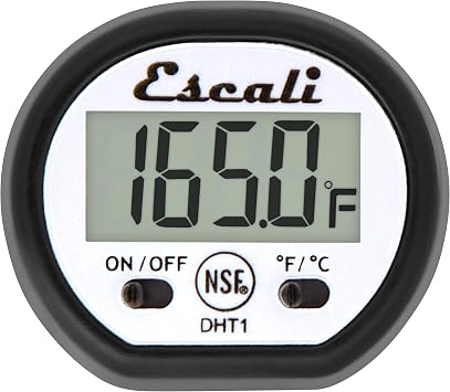 Escali Digital Display Kitchen Thermometer, Target Cooking for Meat, Anti Roll Design Extend Probe Holder NSF Certified