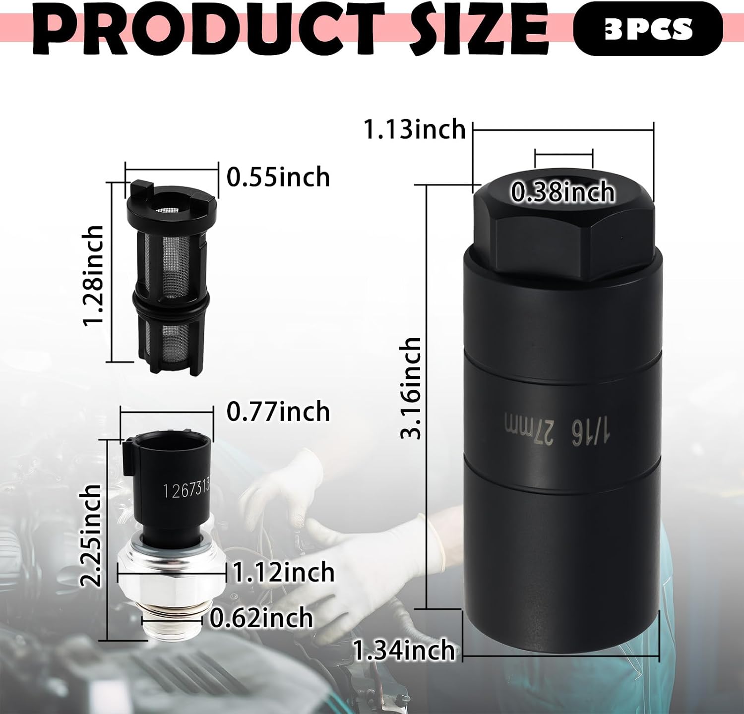Engine Oil Pressure Sensor Socket with 3/8" Drive,Oil Sending Unit & Oils Pressure Switch Socket Replace OEM#12673134,Oils Sensor Sockets Compatible with Chevrolet GMC Buick