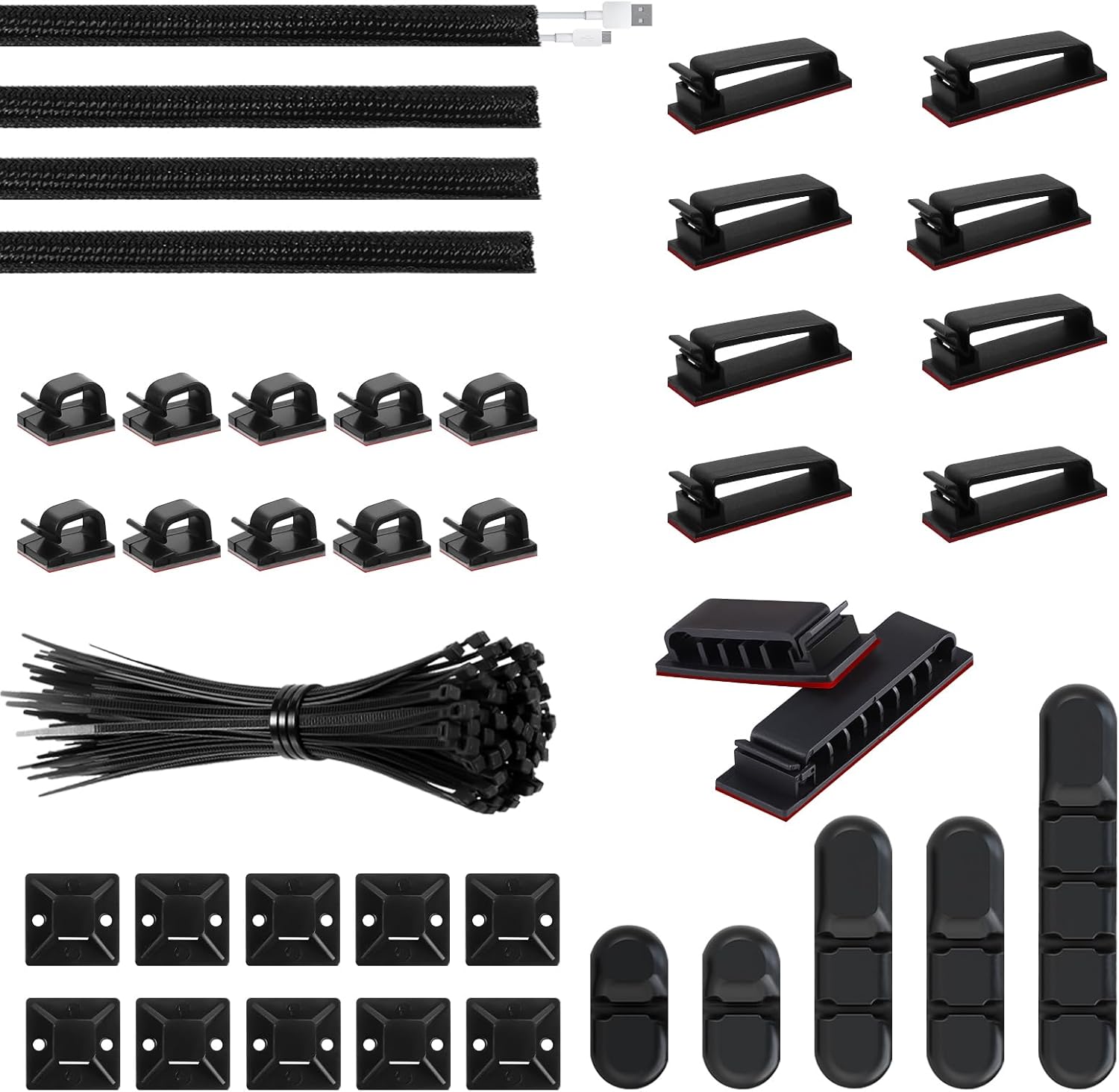 149 Pcs Cable Management Cable Organizer Kit, Include 100Pcs Fasten