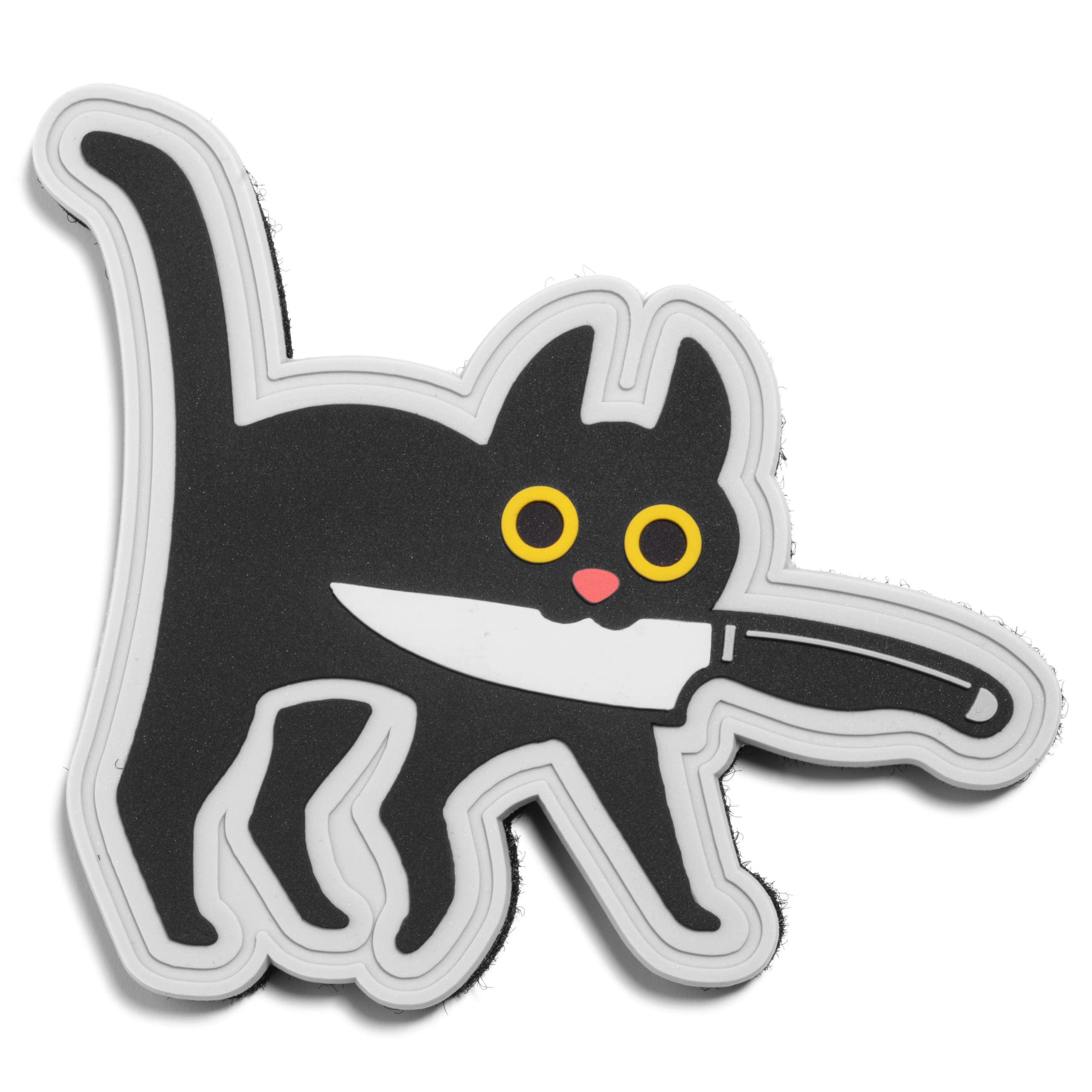 Boundless Performance Tactical Military Morale Hook and Loop Patch - Funny Tactical Patch for Backpacks, Dog Harnesses, Army Vests, Hats, and Helmets - Cool PVC Rubber Patch Boosts Moral (Knife Cat)