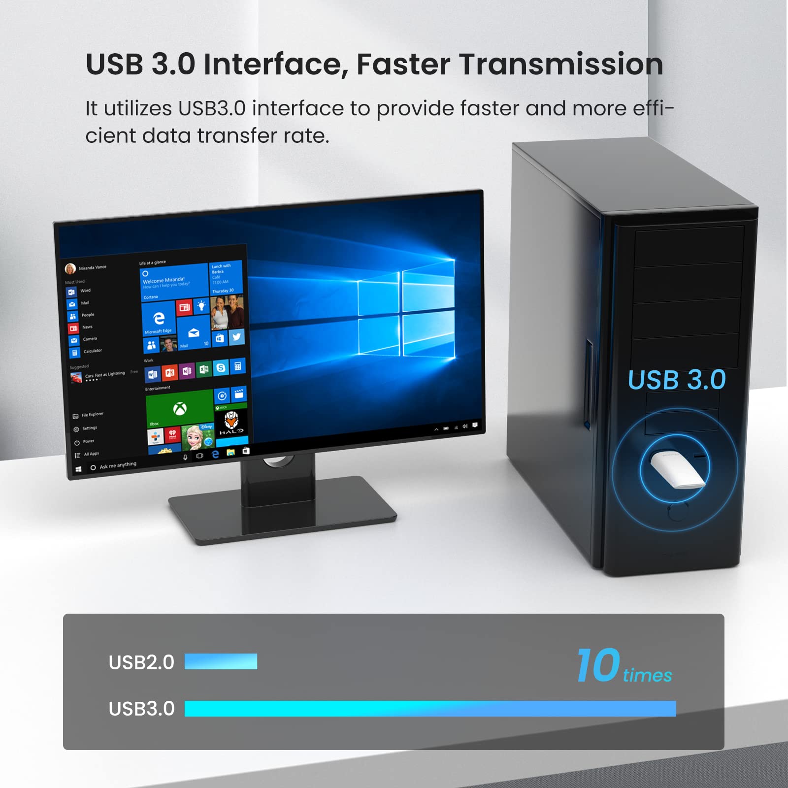Tenda AX1800 Wi-Fi 6 Dongle – adapter Wi-Fi USB 3.0 – dwuzakresowy MU-MIMO 1800 Mb/s do komputerów stacjonarnych/laptopów – obsługuje tylko Windows 11 i 10 (U18)