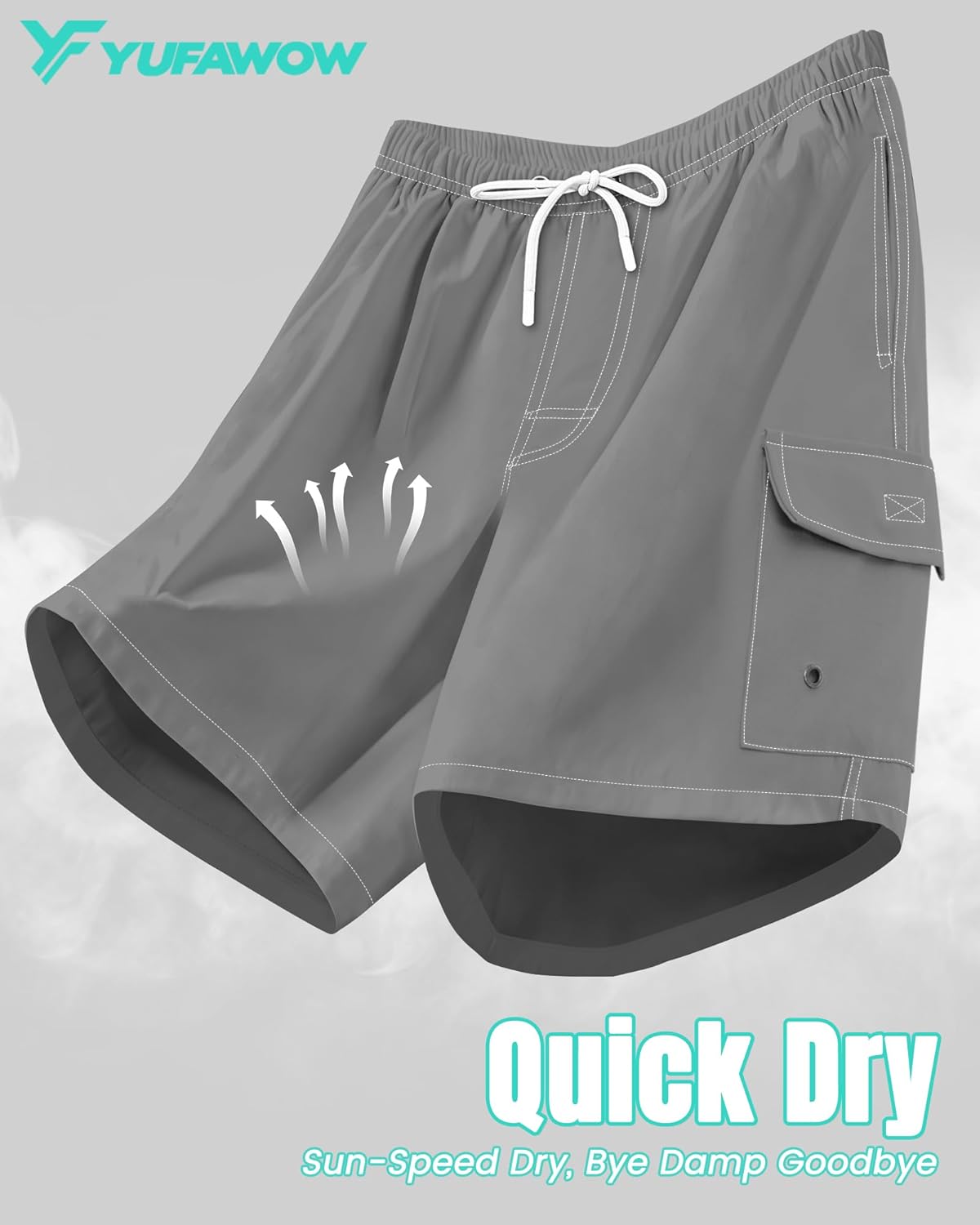 Men Swim Trunks with Compression Liner Quick Dry Breathable Multi Pockets for Summer Beach Cruise Water Park - Image 6