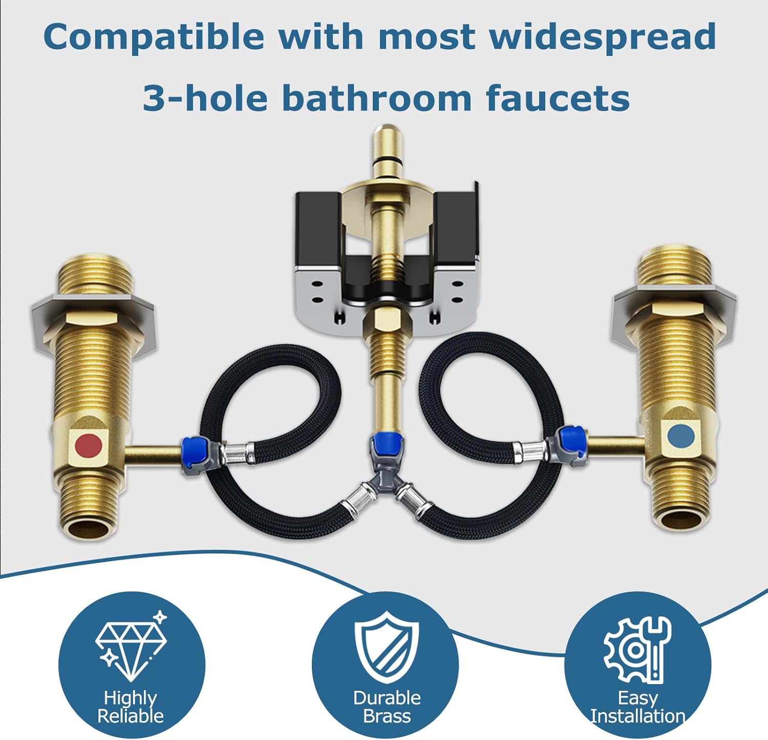 Upgraded Rough-In Valve with Drain Assembly,Compatible with Moen Widespread Bathroom Sink Faucets, Featuring, 1/2-Inch IPS Connections, S9000 Series, Brass Construction（Upgraded version）