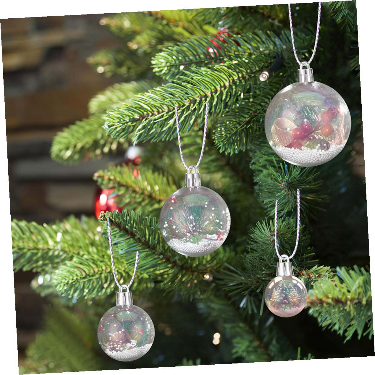 Cabilock 40 Piezas Bolas de Navidad Transparente Rellenables Esferas Plásticas Iridiscentes para Árbol de Navidad Decoración Versátil para Bodas Cumpleaños y Fiestas Seguras y Resistentes