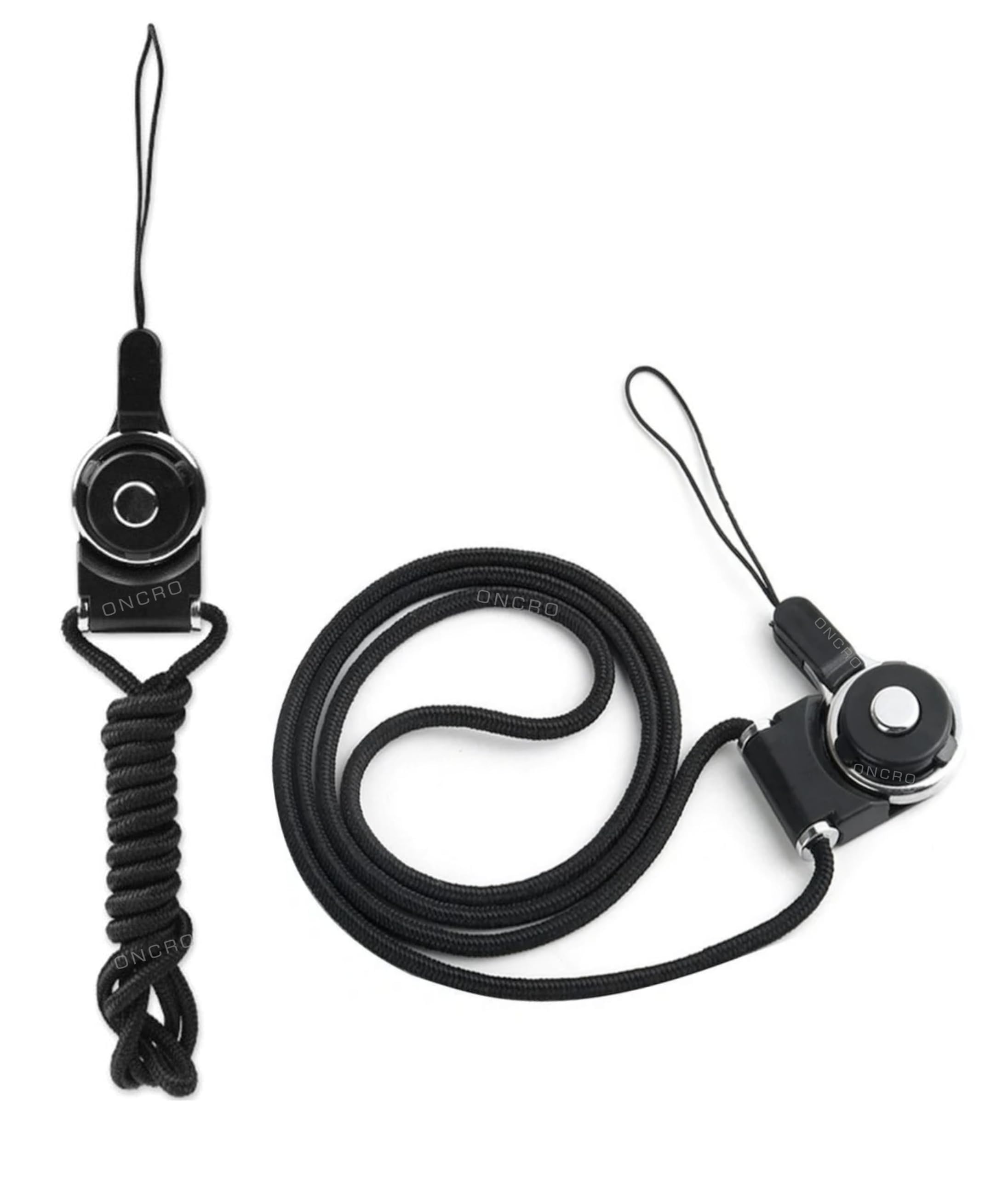 Black 2 in 1 ring finger hand holder Pack of 2 Nylon braided Detachable Lanyard quick release press button Necklace Wrist Neck Strap thread string rope cord for Mobile Phones ID Card Badge-picture-14