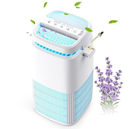 POMORON 4-in-1 Air Purifiers for Home, Air Ionizer Negative Ion Generator, H13 HEPA Filter, UV, Covers 1250 Ft² 99.97% Removal Rate for Pollen Smoke Pet Dander Air Cleaner for Bedroom, MJ002H, White