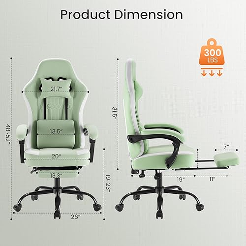 Miniatura 2 de DUMOS Silla Gamer con apoyabrazos articulados, sillas de videojuegos con colchón de muelles de bolsillo, silla de oficina ergonómica para