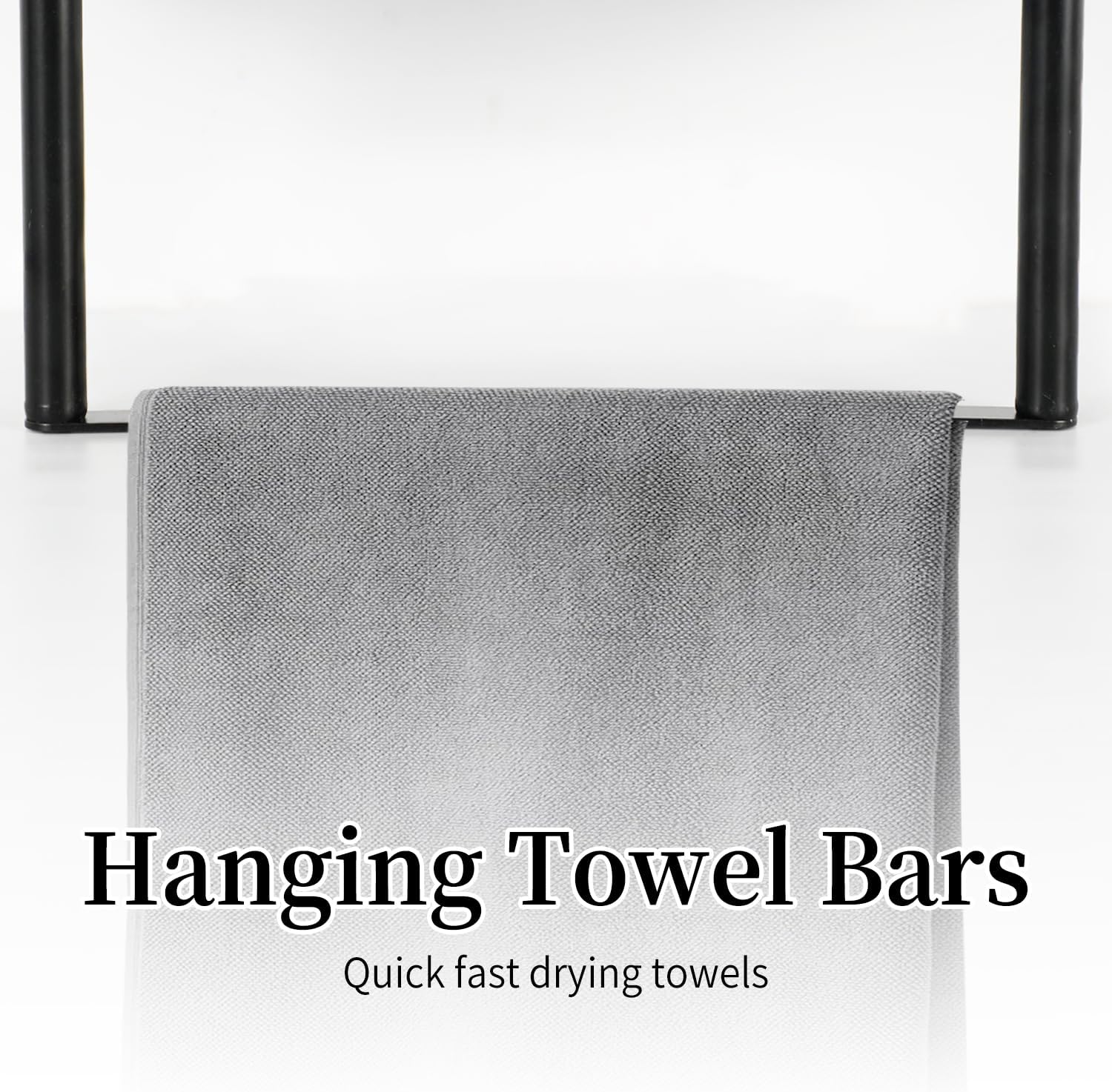 Bathroom Towel Rack, Towel Storage for Bathroom, 3 Tier Towel Rack with Shelf and Towel Bar, Towels Storage and Organizer - Matte Black