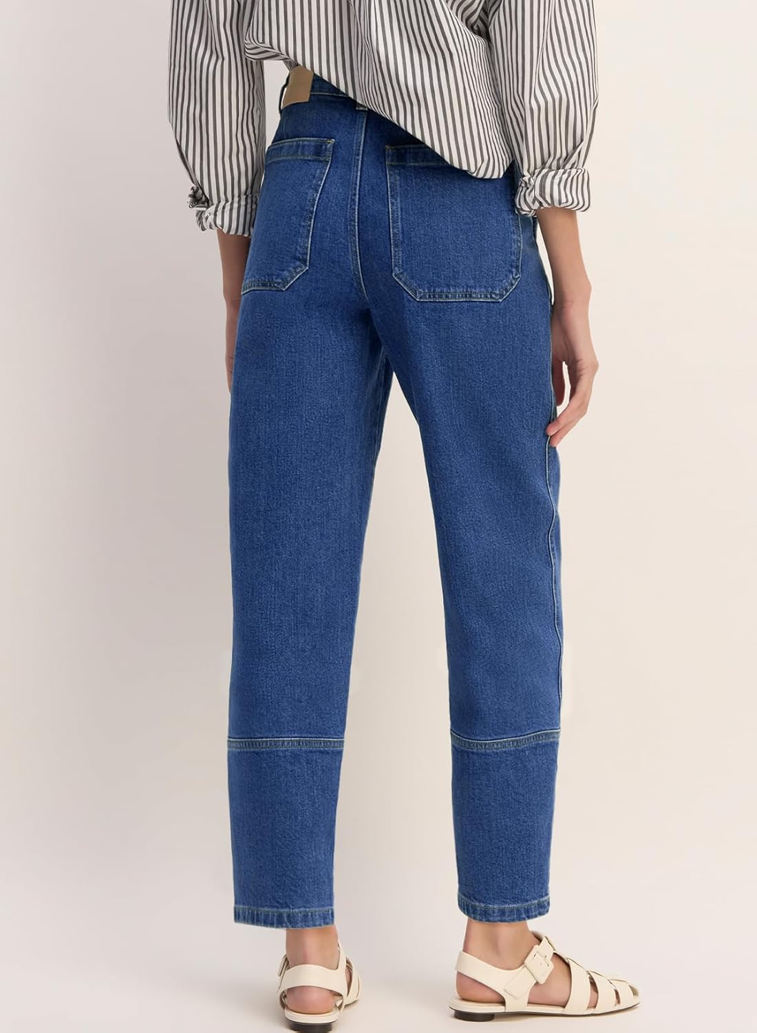 EVALESS Jeans for Women Wide Leg High Waisted Boyfriend Straight Leg Stretchy Cropped Denim Pants - Image 3