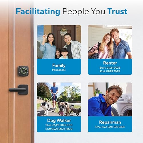 Miniatura 5 de ULTRALOQ U-Bolt Pro - Cerradura inteligente WiFi con asa, juego de cerradura de puerta de entrada sin llave con palanca, cerraduras inteligentes