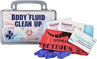 Certified Safety Mfg Bloodborne Pathogen Kit OSHA Certified - 22pc USA-Made Bodily Fluid and Vomit Clean Up Kit with a Fluid Solidifier, PPE Equipment, and More - Biohazard Cleanup Supplies and Tools