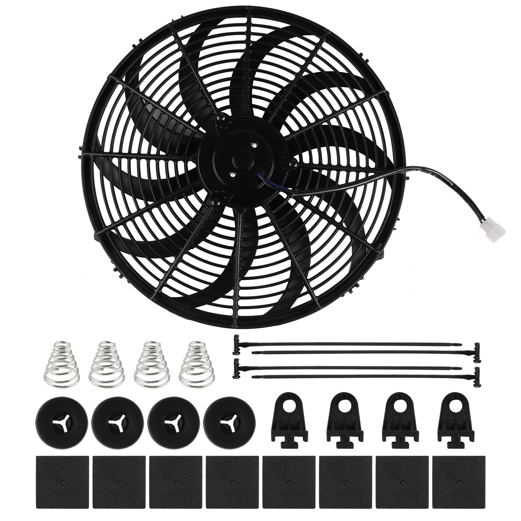 DOCAS 16 pulgadas 12V 120W Ventilador de refrigeración para automóvil,ventilador eléctrico universal con kit de montaje