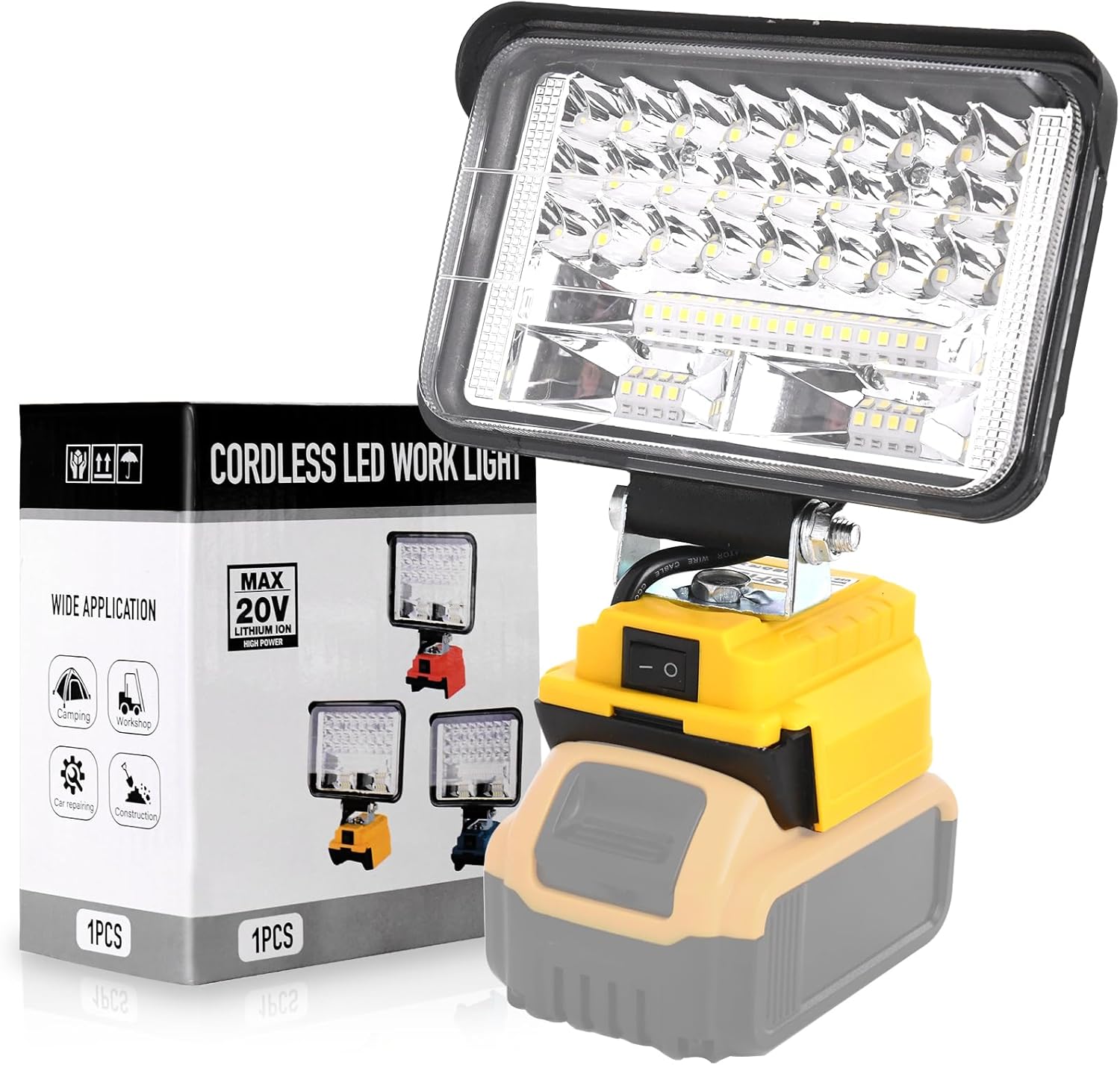 20V Max Cordless LED Work Light for Dewalt Battery, 5" 80W 8000LM Portable Flood Light with USB and Type-C Charger Port 20v Flashlight for Outdoors Job Site Lighting