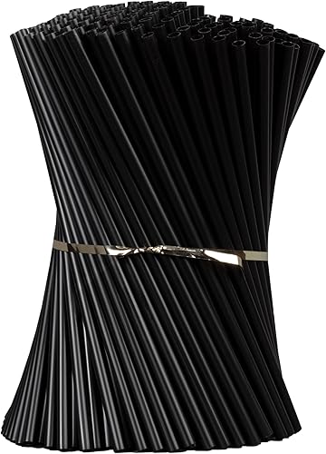 Miniatura 4 de Pajitas de plástico de 7.75 pulgadas (500 unidades), pajitas desechables  hechas para vidrio estándar de 16 onzas (negro)