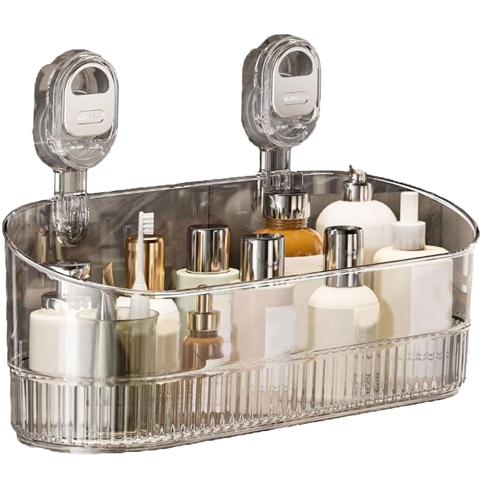 No-Drill Bathroom Suction Storage Box Large Capacity Strong Load-Bearing No Drill Bathroom Shelves Drain Rack Organizer Hanging Shower